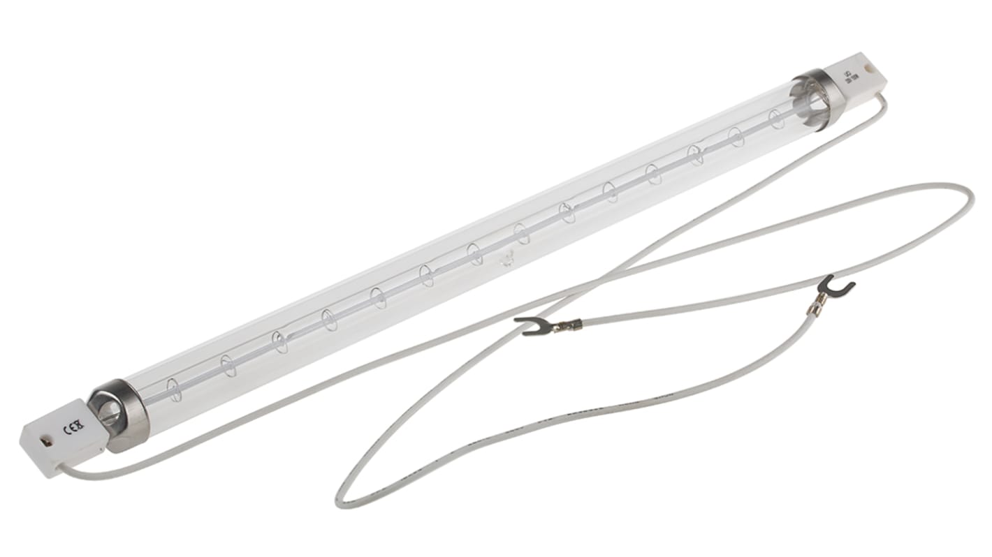 Lampada termica a infrarossi (IR) RS PRO, lunghezza 350 mm, Ø 20mm, 1500 W, 230 V, lampada Trasparente, con base SK15