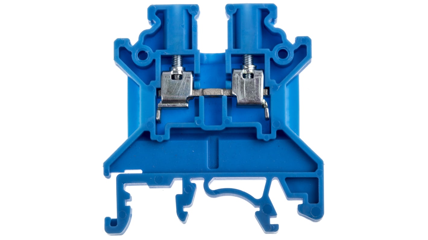RS PRO Blue Feed Through Terminal Block, Single-Level, Screw Clamp Termination