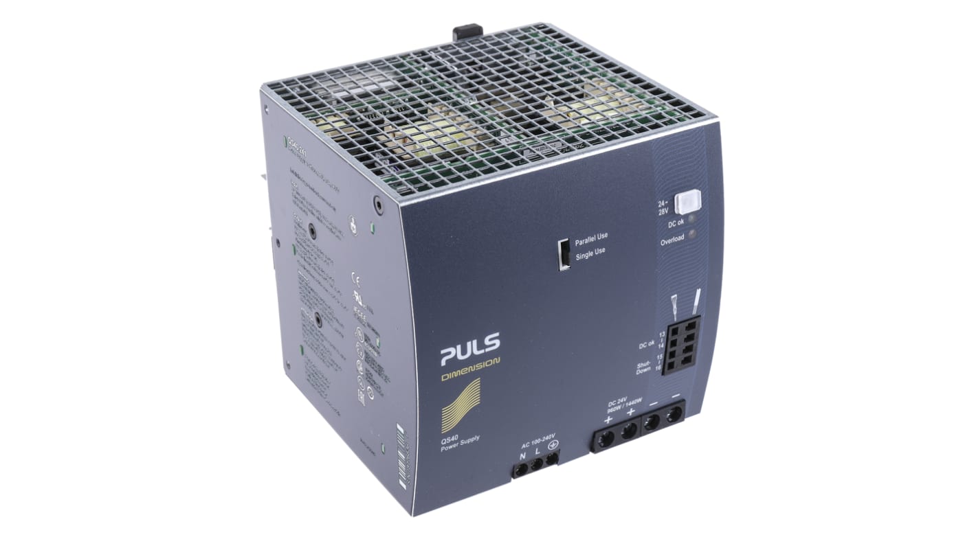 PULS DIMENSION Q Switched Mode DIN Rail Power Supply, 100 → 240V ac ac Input, 24V dc dc Output, 40A Output, 960W