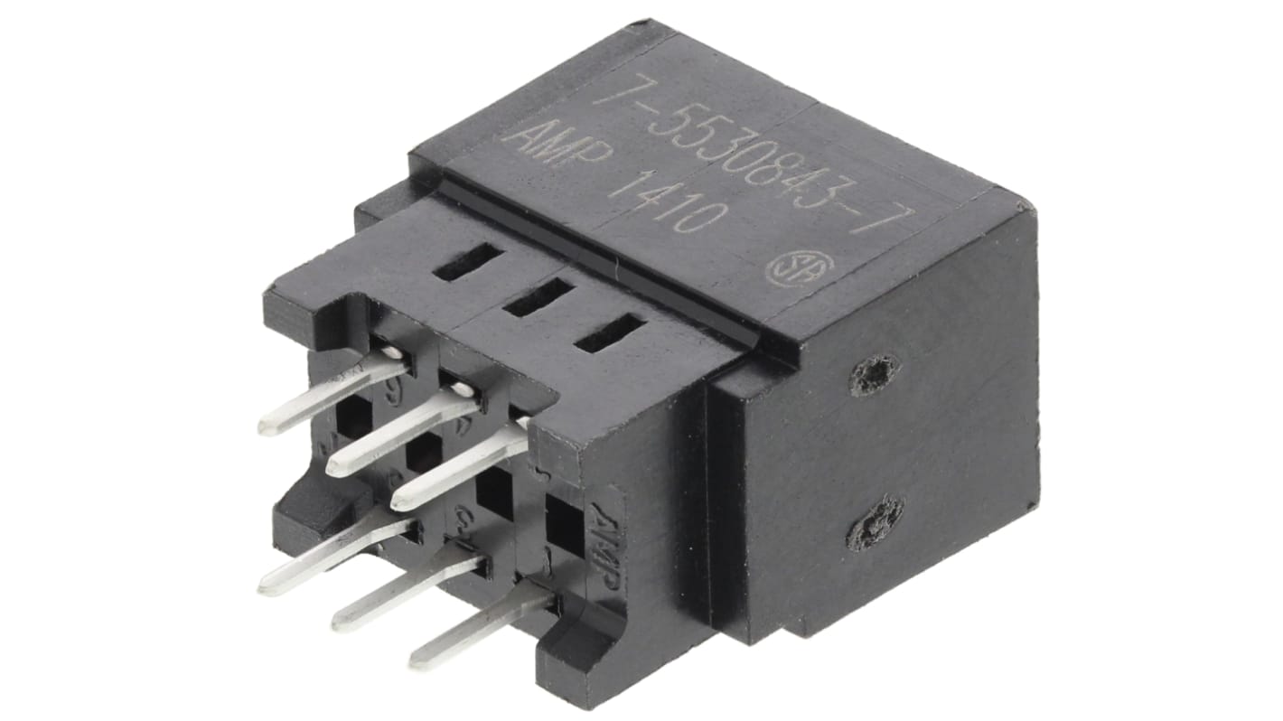 TE Connectivity 边缘连接器, 母座, 2行, 6针, 2.54mm节距, THT安装, 焊接端接, 400 V, 3A, 100 Series系列