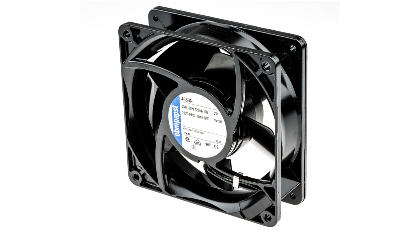 ebm-papst 4000 N Series Axial Fan Kit, 230 V ac, AC Operation, 160m³/h, 19W, 119 x 119 x 38mm