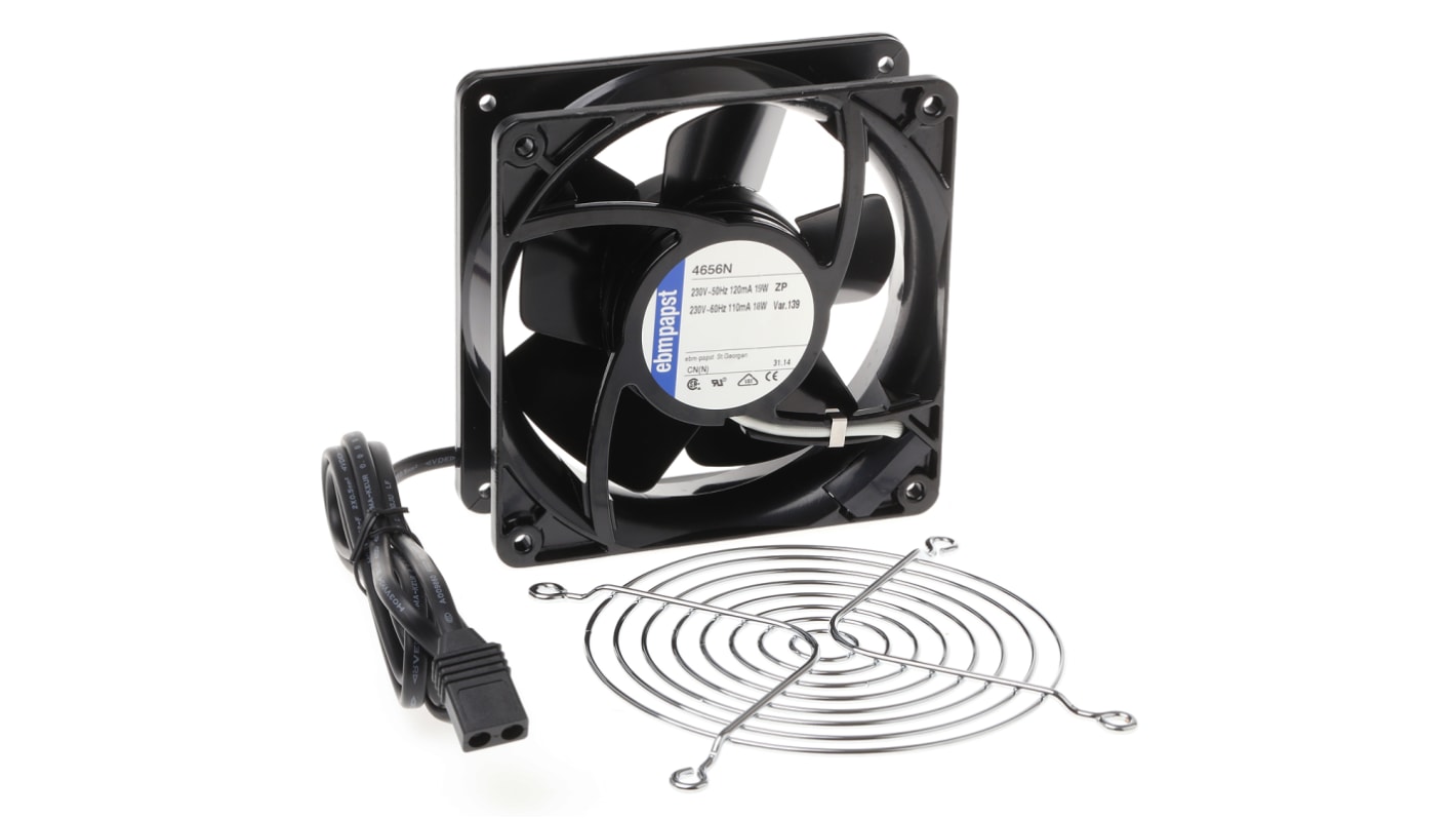 ebm-papst 4000 N AC-Axial-Lüfterkit, Kugellager, 230 V ac / 19W, 119 x 119 x 38mm, 2650U/min, 160m³/h