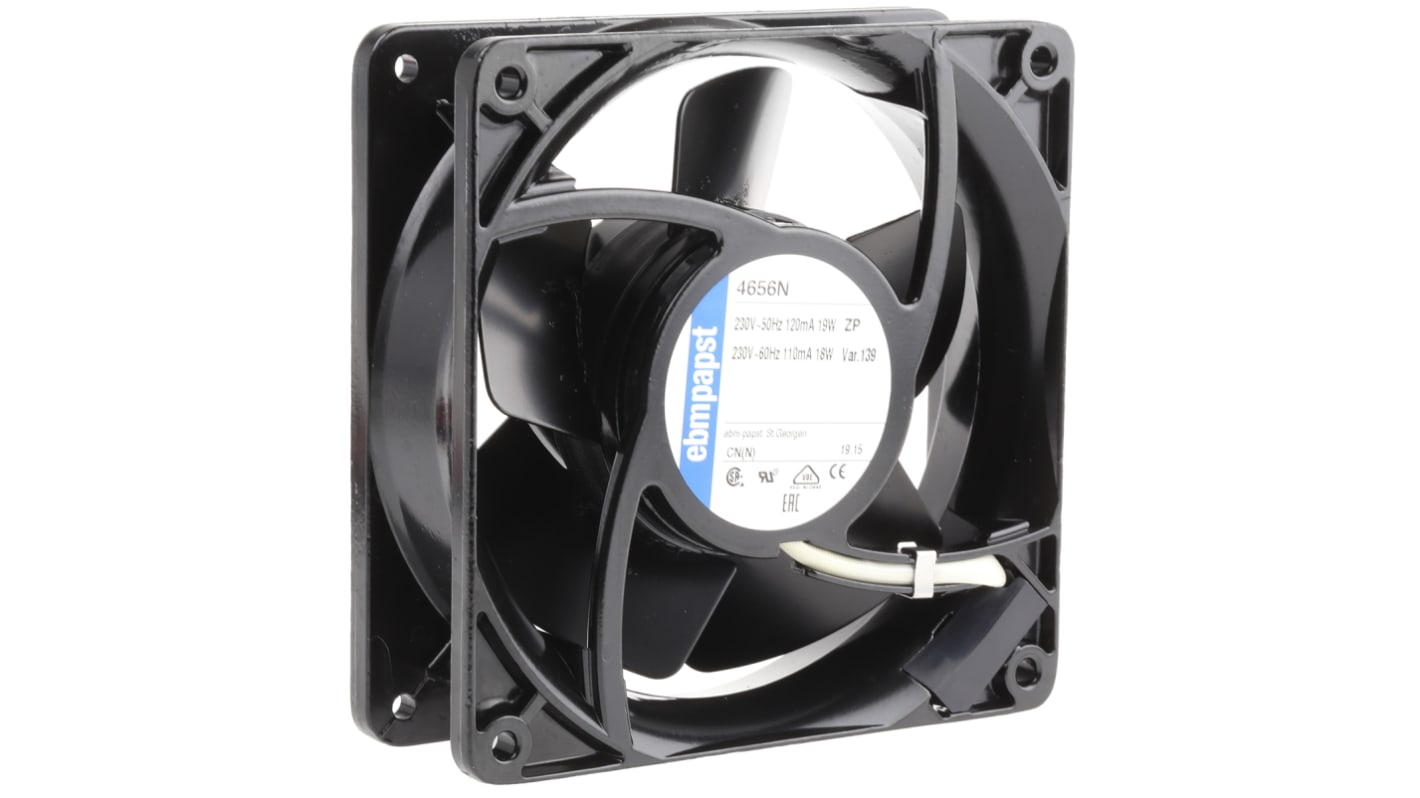 ebm-papst 4000 N Series Axial Fan Kit, 230 V ac, AC Operation, 160m³/h, 19W, 119 x 119 x 38mm