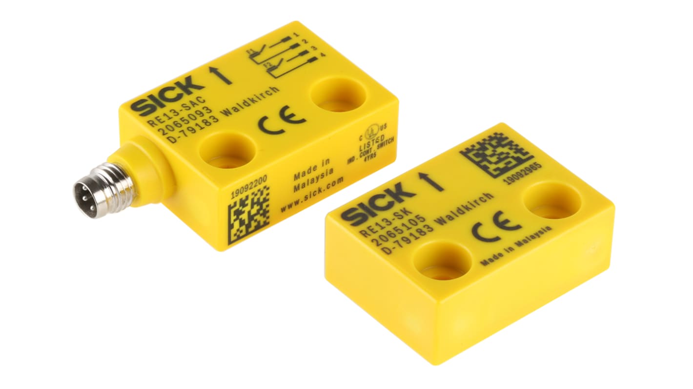SICK RE13 Series Magnetic Non-Contact Safety Switch, 30V dc, Plastic Housing, 2NO, M8