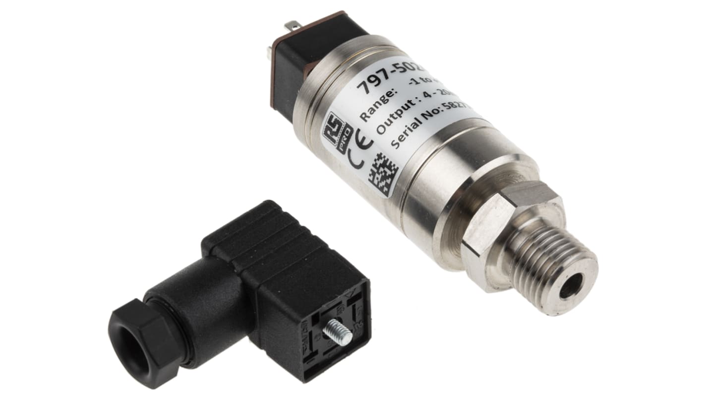 RS PRO G1/4 Relativ Drucksensor -1bar bis 9bar, Stromausgang 4 → 20 mA, für , für Gas, Hydraulikflüssigkeit