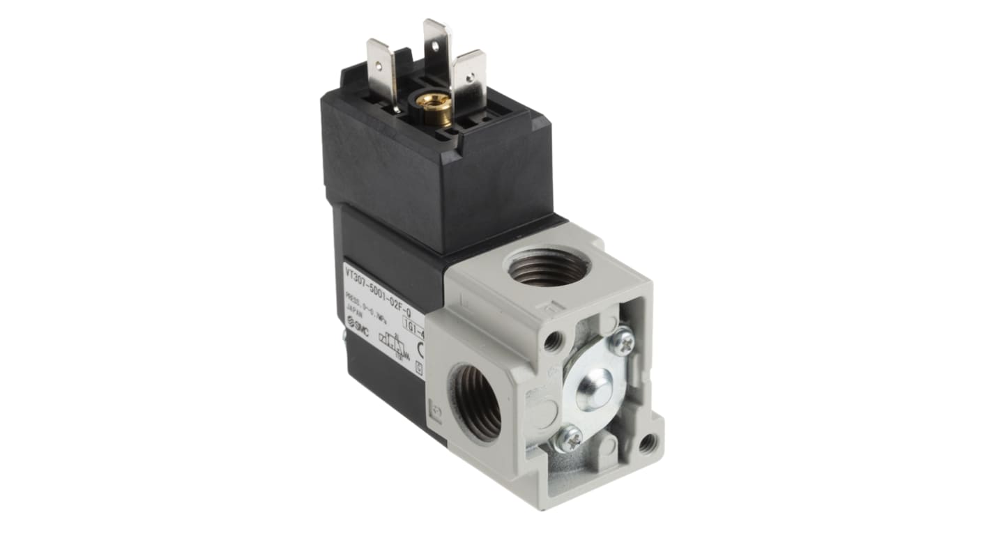 SMC 3/2 Pneumatic Solenoid Valve - Solenoid/Solenoid G 1/4 VT307 Series 24V dc