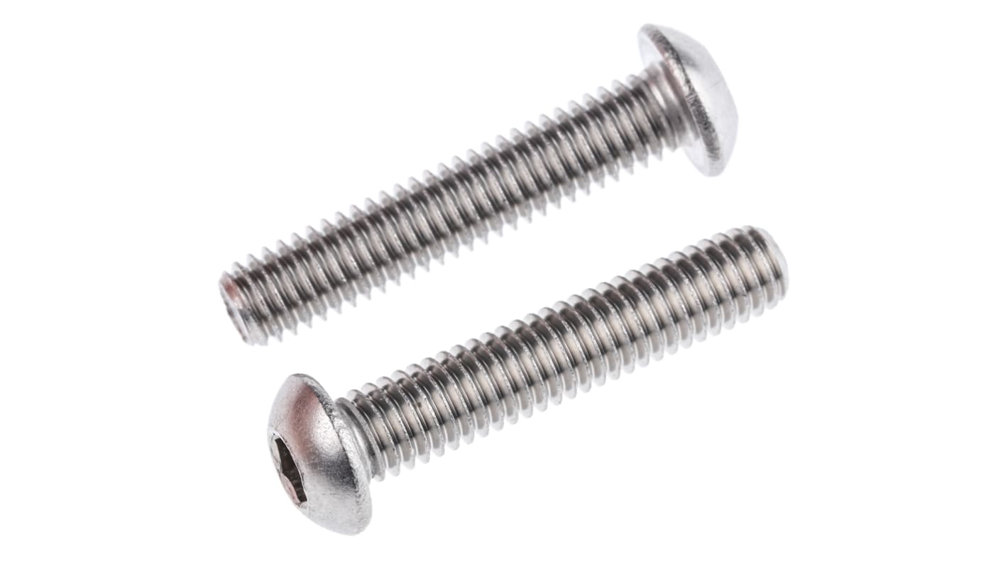 Vis 6 pans à tête bombée hexagonale, M6 x 30mm, en Acier Inoxydable