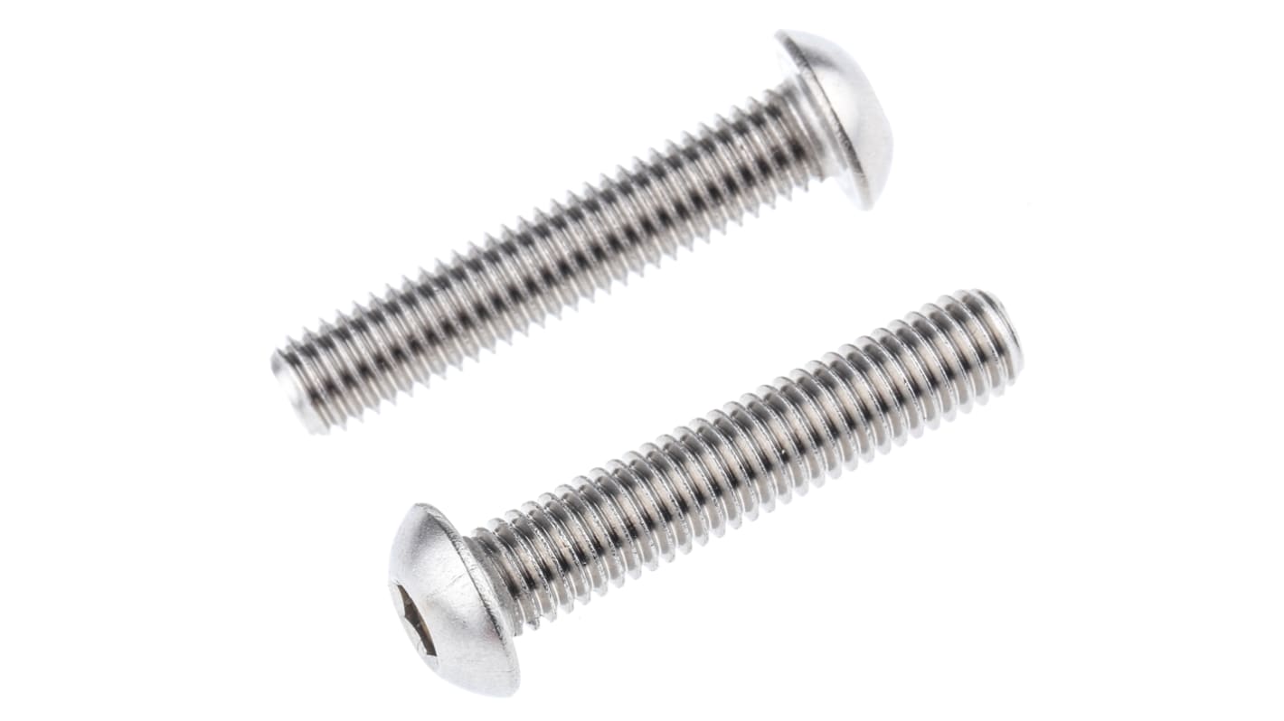 RS PRO Stainless Steel Hex Socket Button Screw, ISO 7380, M8 x 40mm