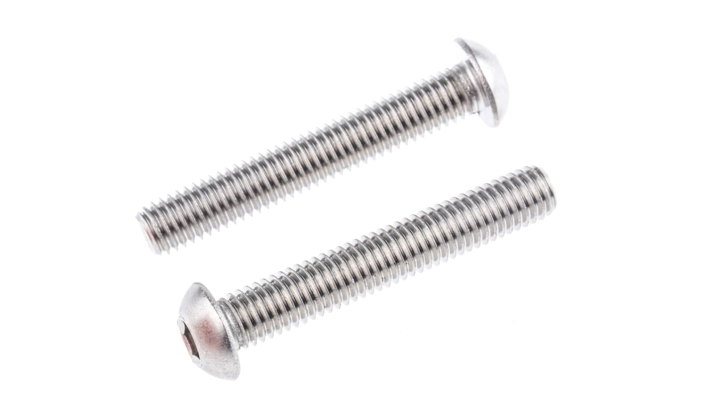 RS PRO Plain Stainless Steel Hex Socket Button Screw, ISO 7380, M8 x 50mm