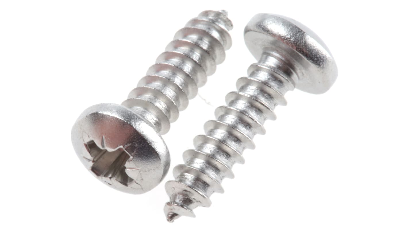 Tornillo autorroscante de cabeza alomada con huella Pozi RS PRO, rosca UTS 8, long. 16mm, de acero inox