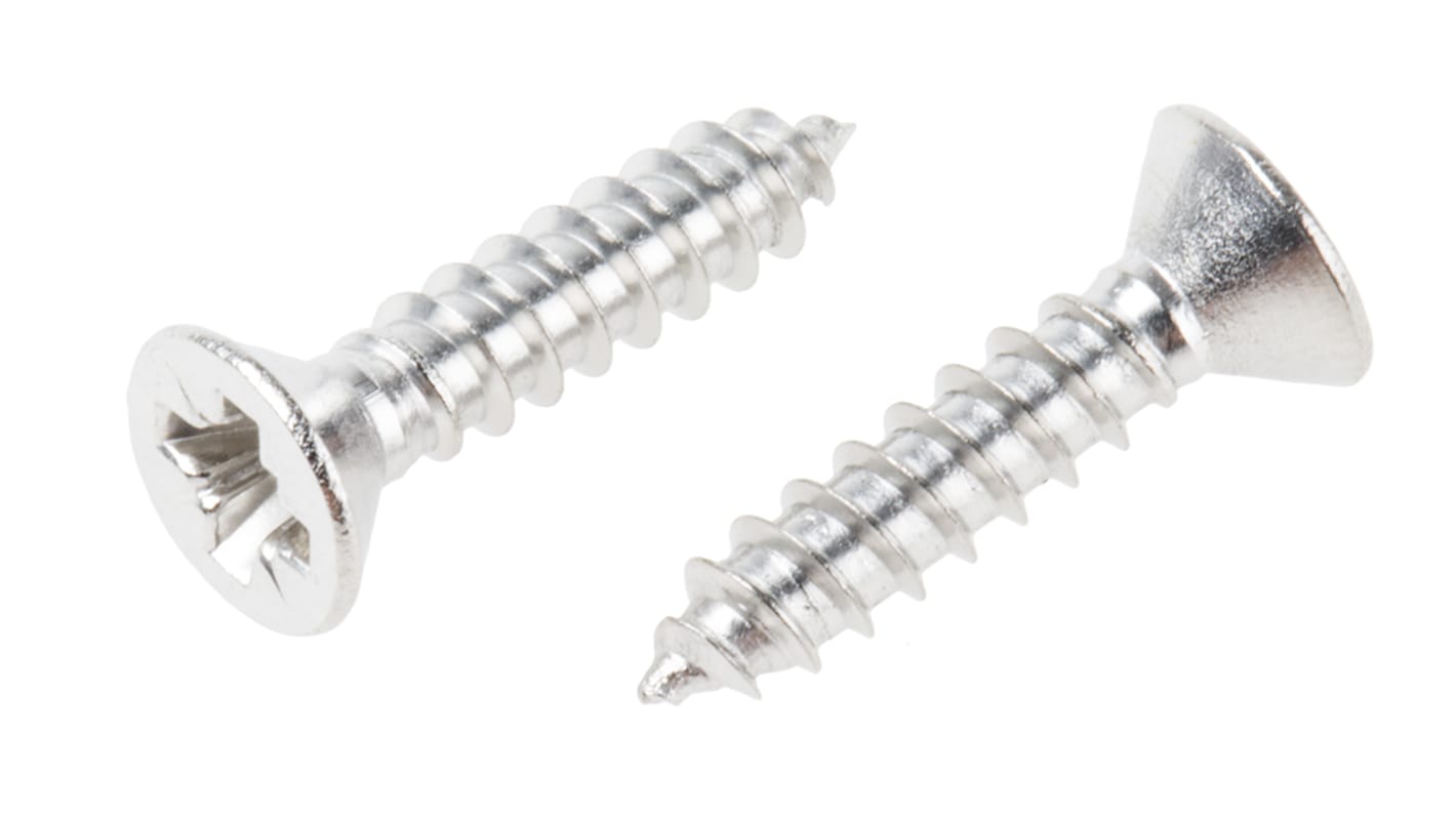 RS PRO タッピング ネジ, 長さ(メートルねじ)：16mm, 皿頭, ステンレス鋼