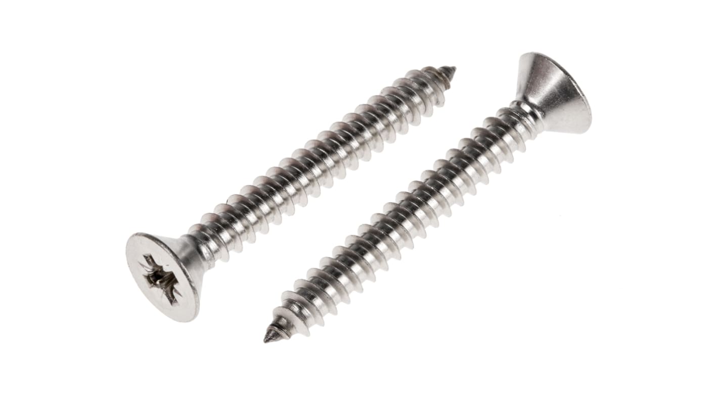 RS PRO タッピング ネジ, 長さ(メートルねじ)：38mm, 皿頭, ステンレス鋼