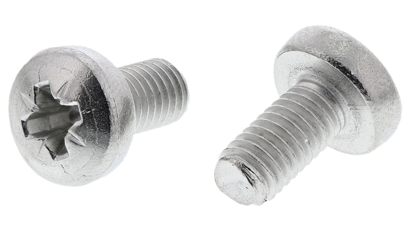 RS PRO Pozidriv Pan A2 304 Stainless Steel Machine Screws DIN 7985Z, M5x10.0mm