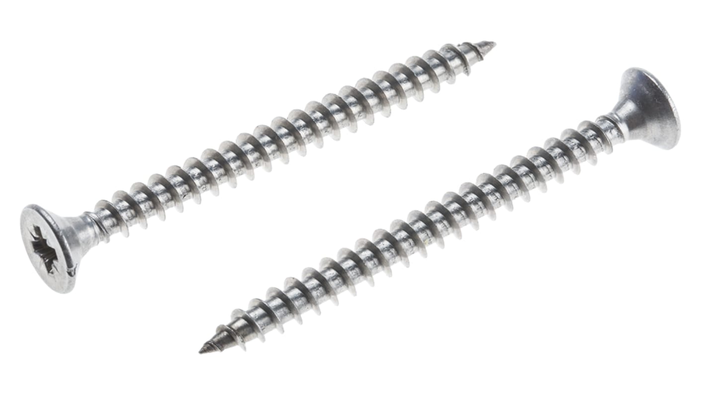 RS PRO Pozidriv Countersunk Stainless Steel Wood Screw, A2 304, 6mm Thread, 70mm Length