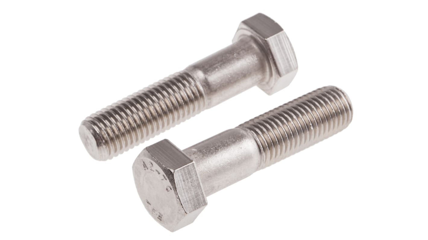RS PRO Stainless Steel, Hex Bolt, M16 x 65.0mm