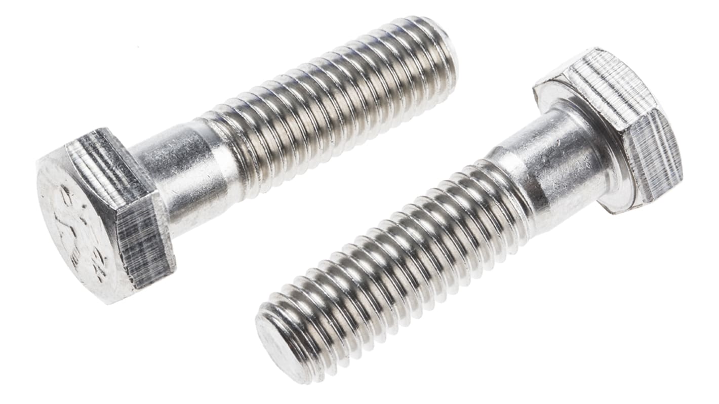 RS PRO Stainless Steel, Hex Bolt, M12 x 45.0mm