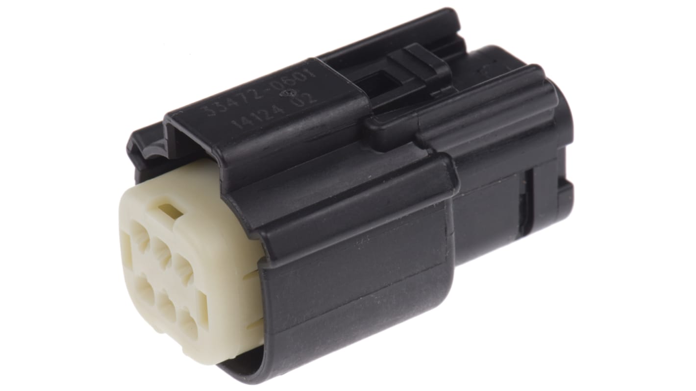 Molex, MX150 Automotive Connector Socket Black, Natural Cable Mount 6 Way, Crimp Termination 33472-0601