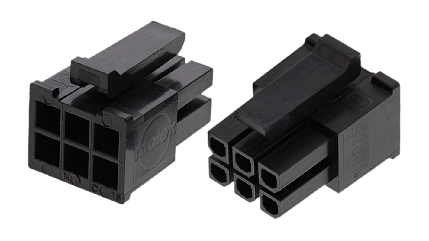Molex, Micro-Fit 3.0 Female Connector Housing, 3mm Pitch, 6 Way, 2 Row