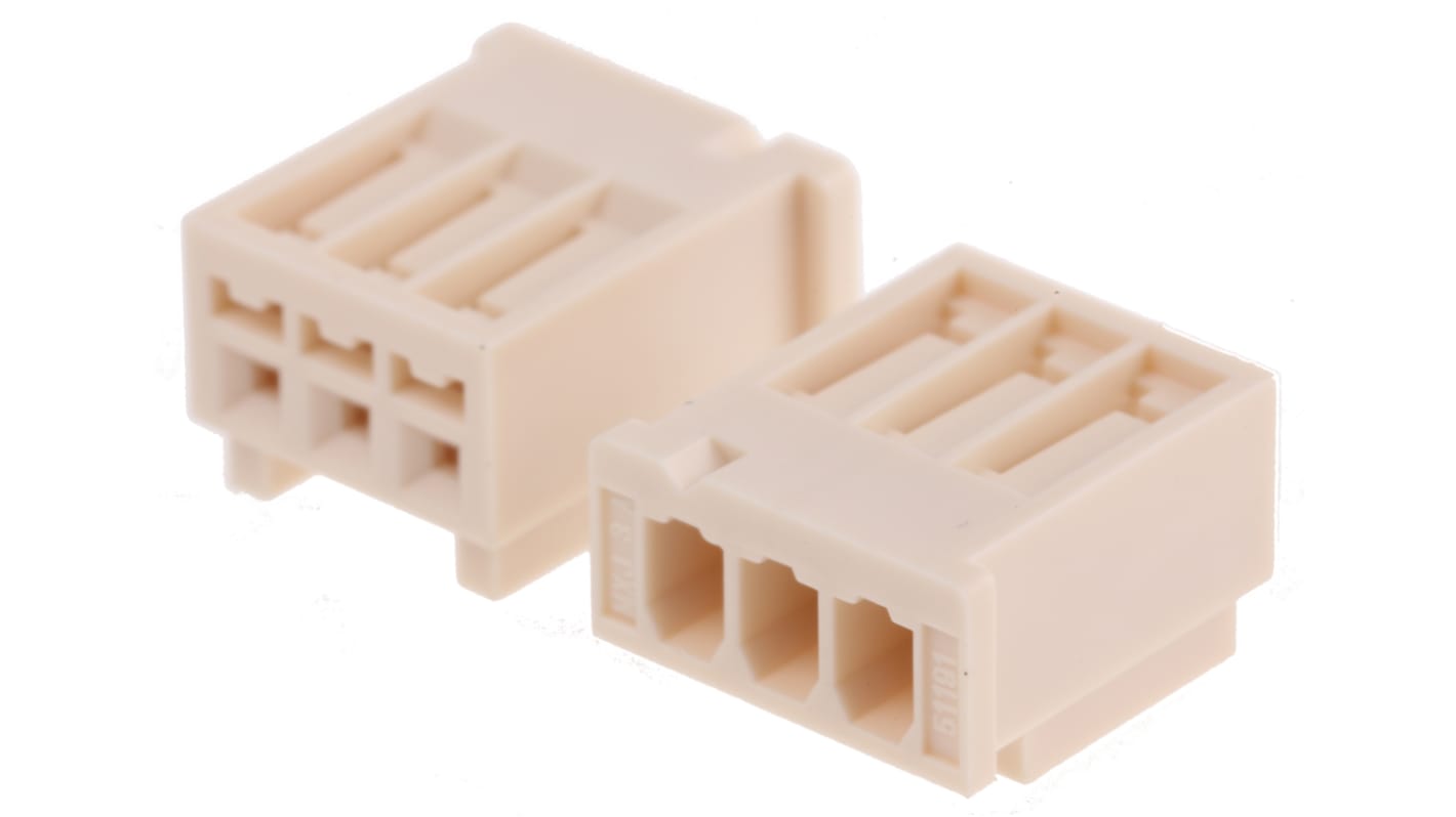 Carcasa de conector Molex 51191-0300, paso: 2.5mm, 3 contactos, , 1 fila filas, Recto, Hembra, Montaje de Cable