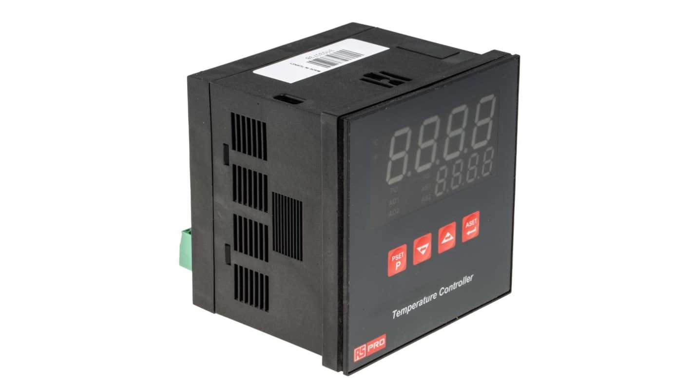 Controlador de temperatura PID RS PRO, 96 x 96mm, 230 V ac RTD, entrada universal TC, 3 salidas SSR