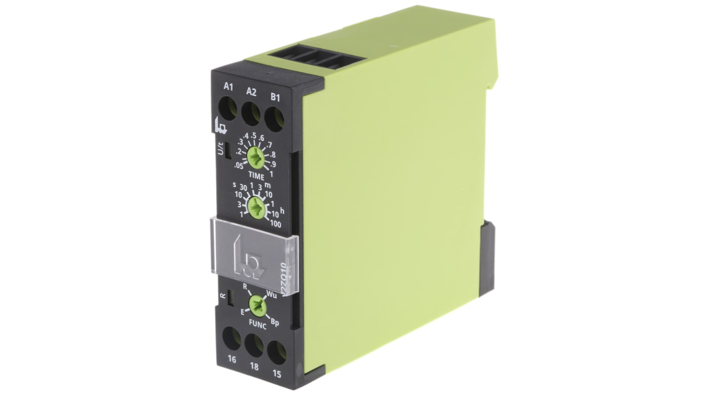 Tele V2ZQ10 Series DIN Rail Mount Timer Relay, 24 → 240V ac/dc, 1-Contact, 0.05 → 1s, SPDT