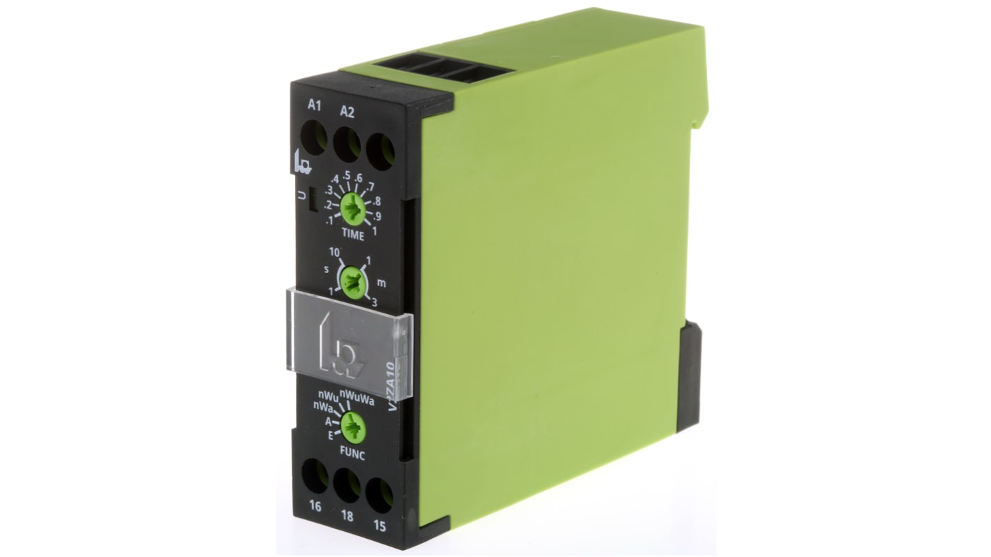 Tele V2ZA10 Series DIN Rail Mount Timer Relay, 24 → 240V ac/dc, 1-Contact, 0.1 → 1s, SPDT