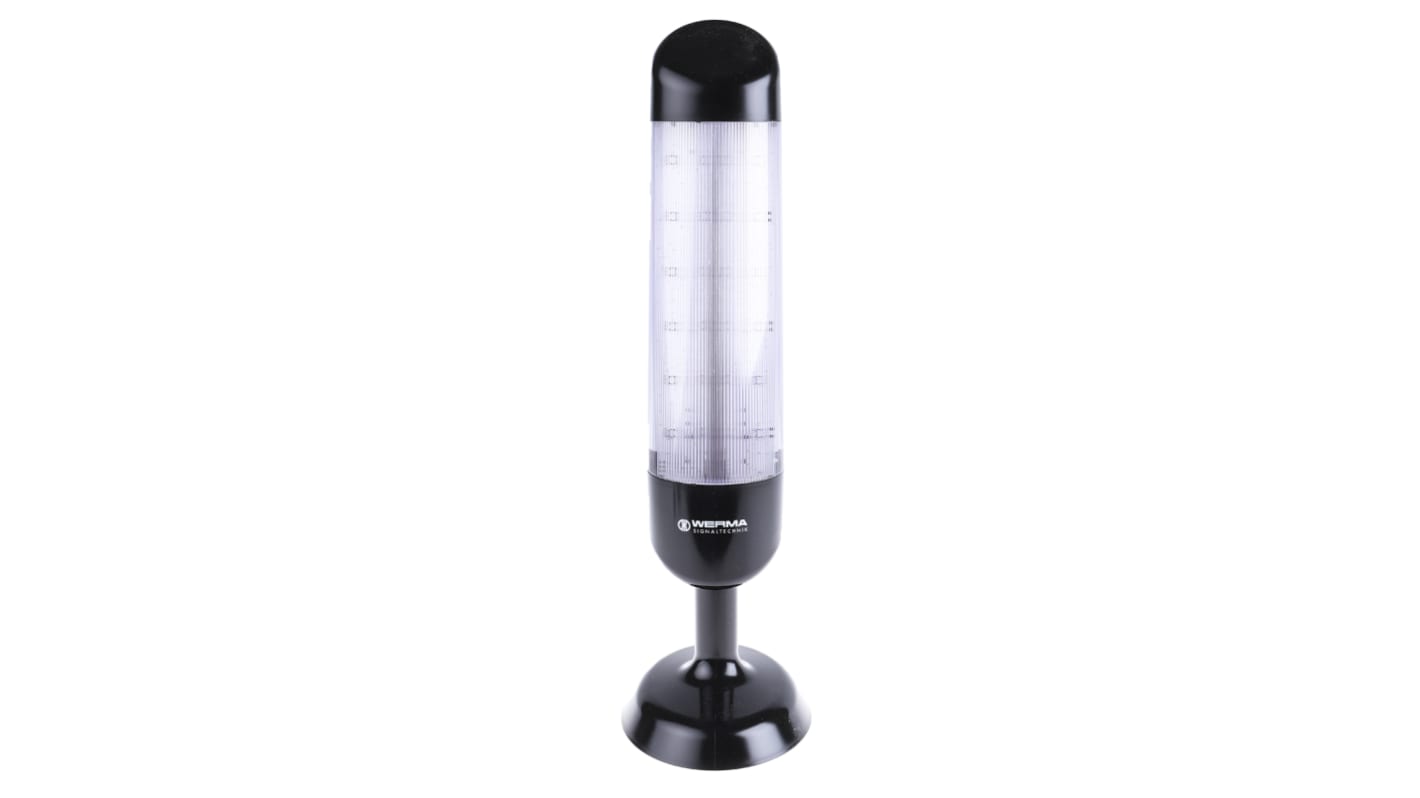 Rs-Online Torretta di segnalazione Werma 24 V c.c. LED 3 elementi lenti Trasparente con Cicalino