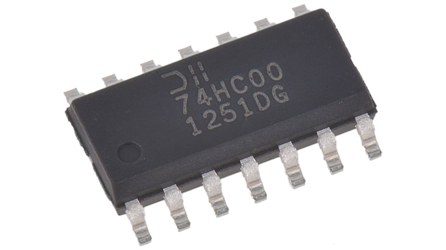 NAND: Puerta lógica, 74HC00S14-13, HC, Push-Pull Quad 5.2mA SOIC 14 pines 2 Sí