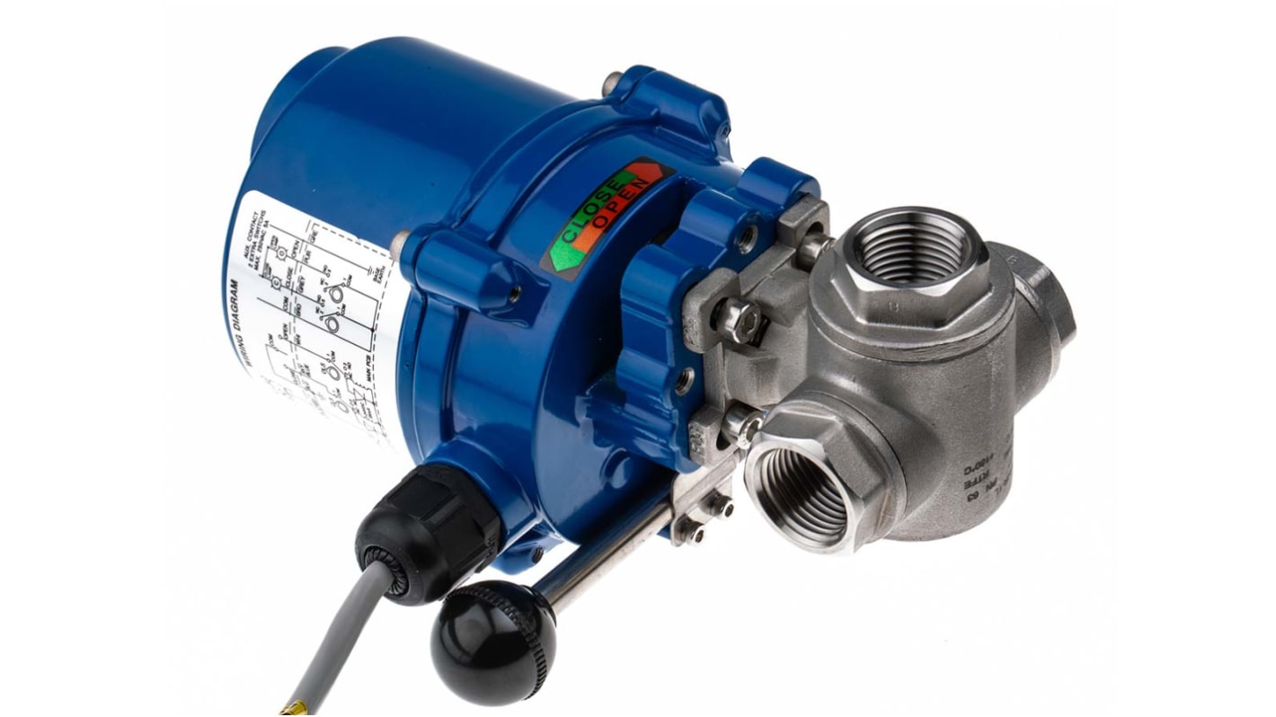 Valvola motorizzata in Acciaio inox RS PRO, 24 V, 110 V, 220 V, 1000 psi max, 3 porte, compatibile con tubo da 1/2poll