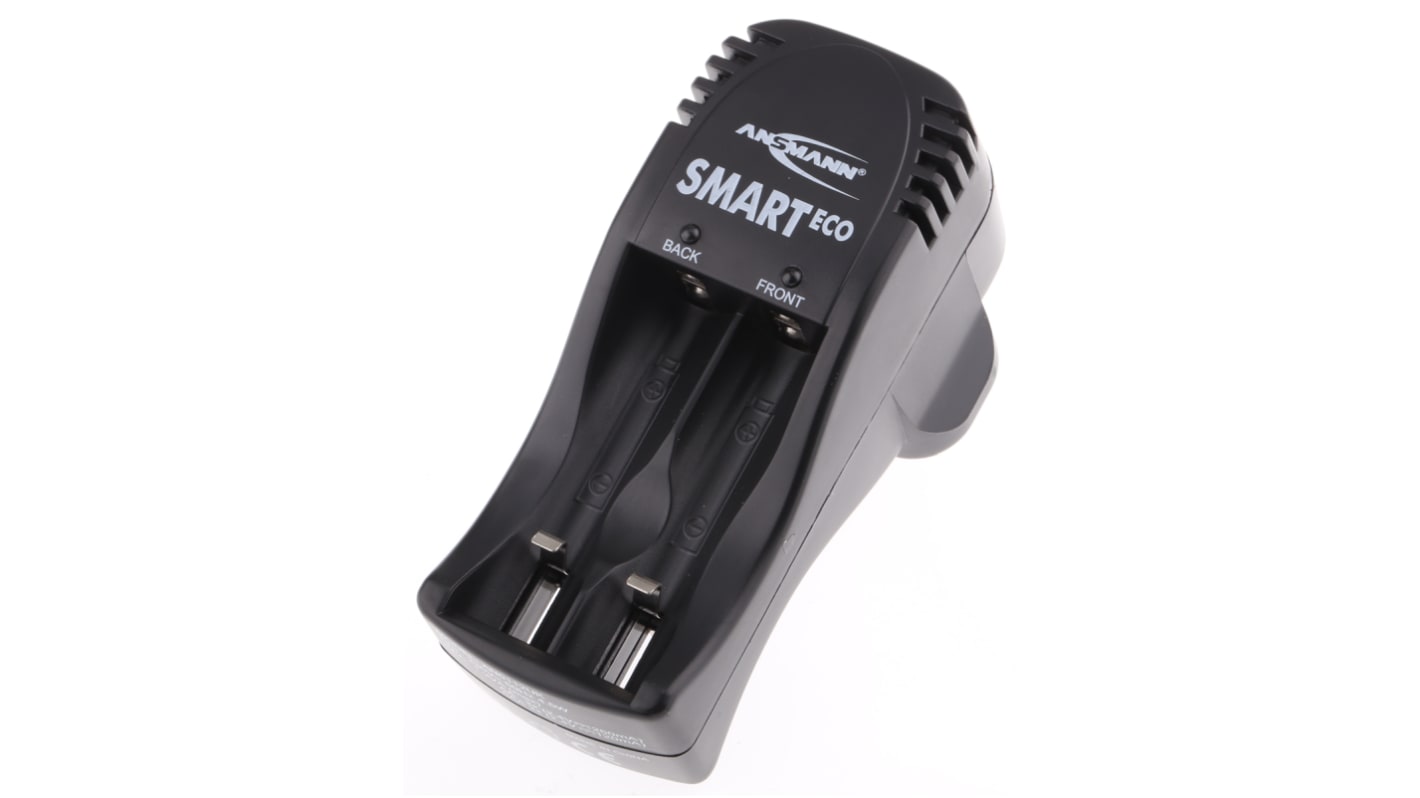 Ansmann Smart Eco Battery Charger For NiCd, NiMH AA, AAA 2 Cell with UK plug, Batteries Included