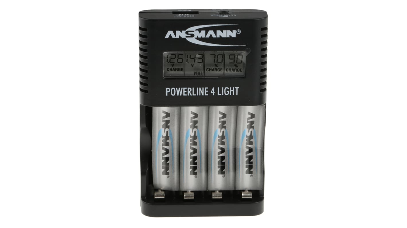 Ansmann Battery Charger For NiCd, NiMH AA, AAA with EU, UK plug