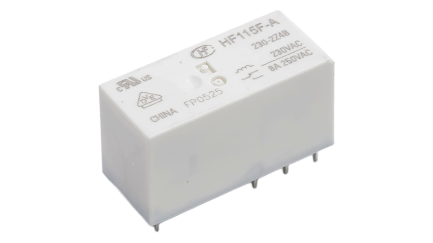 RS PRO PCB Mount Power Relay, 230V ac Coil, 8A Switching Current, DPDT