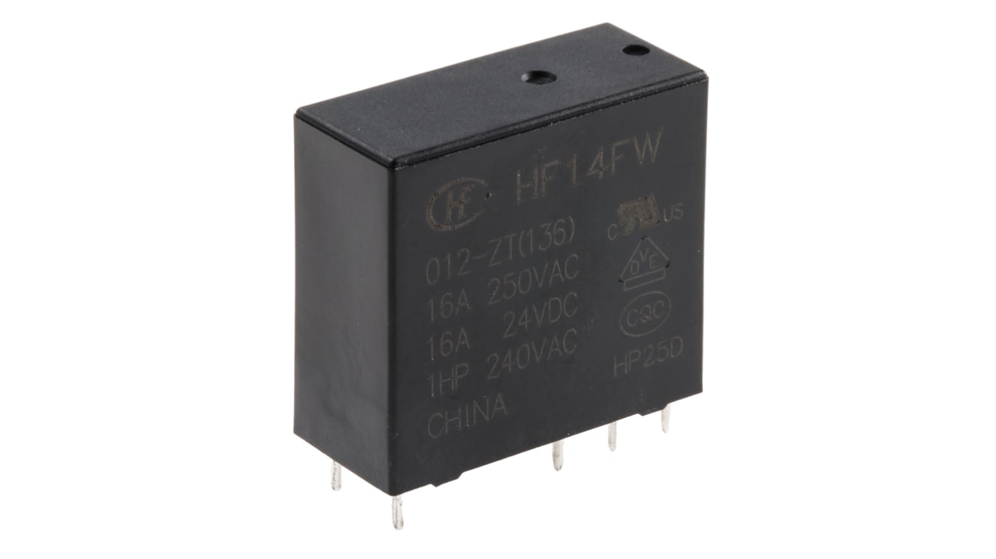 RS PRO 功率继电器, 12V 直流线圈, 20A切换, SPDT, 1极, PCB安装, 银合金触点