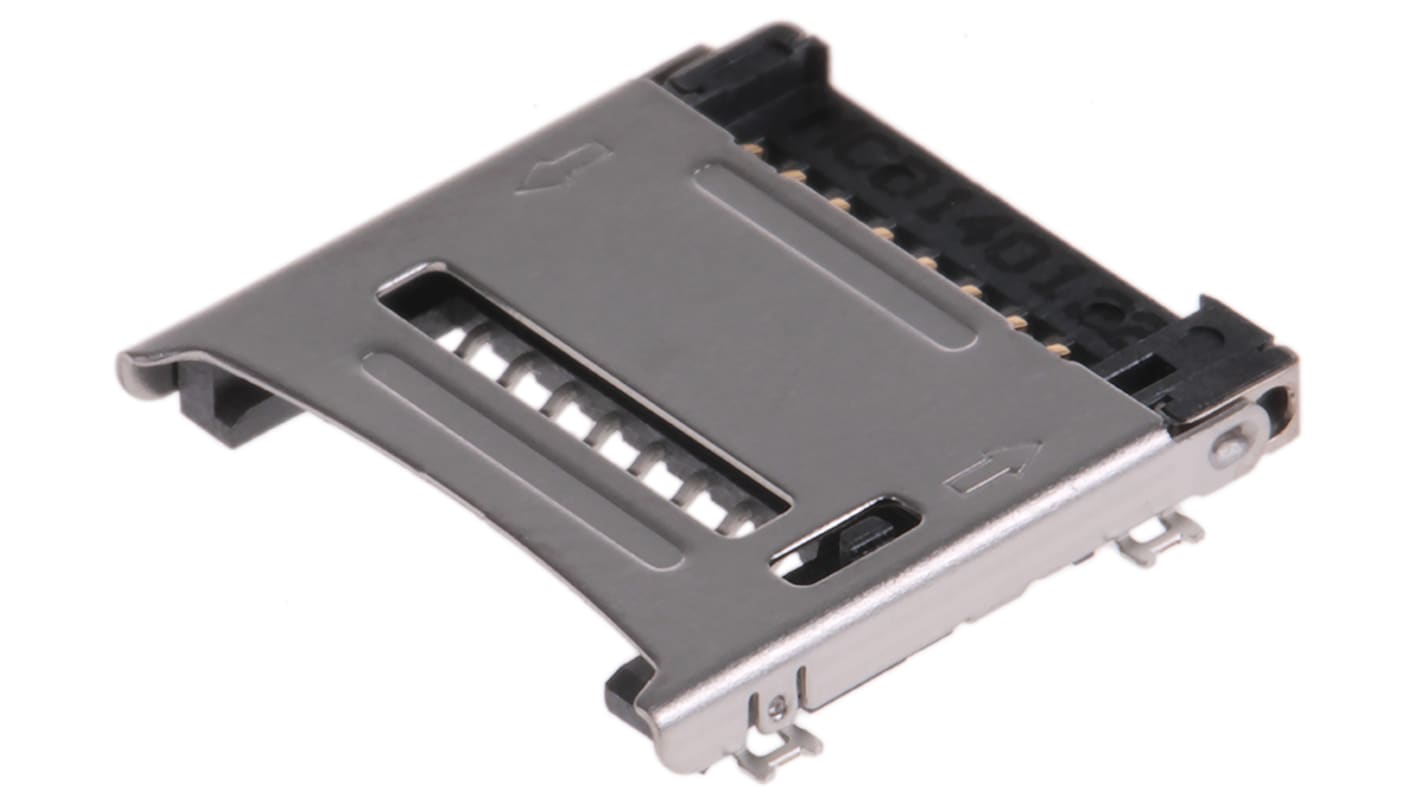 Molex MicroSD卡槽, 母座, 8p, 1.1mm间距, 焊接端接, SMT安装, 直向
