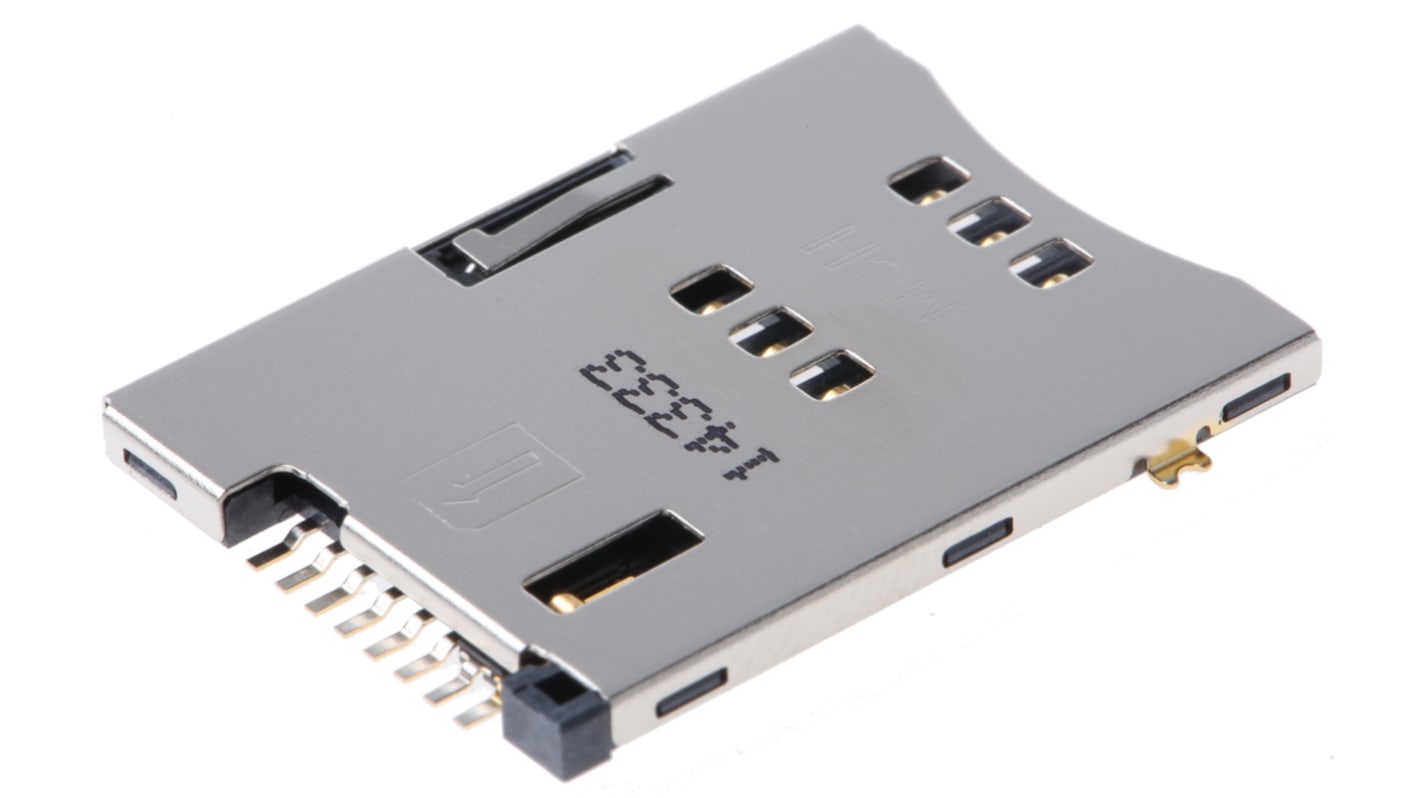 Conector para tarjeta de memoria SIM Mini Molex serie mini-SIM de 6 contactos, paso 1.27mm, montaje superficial,