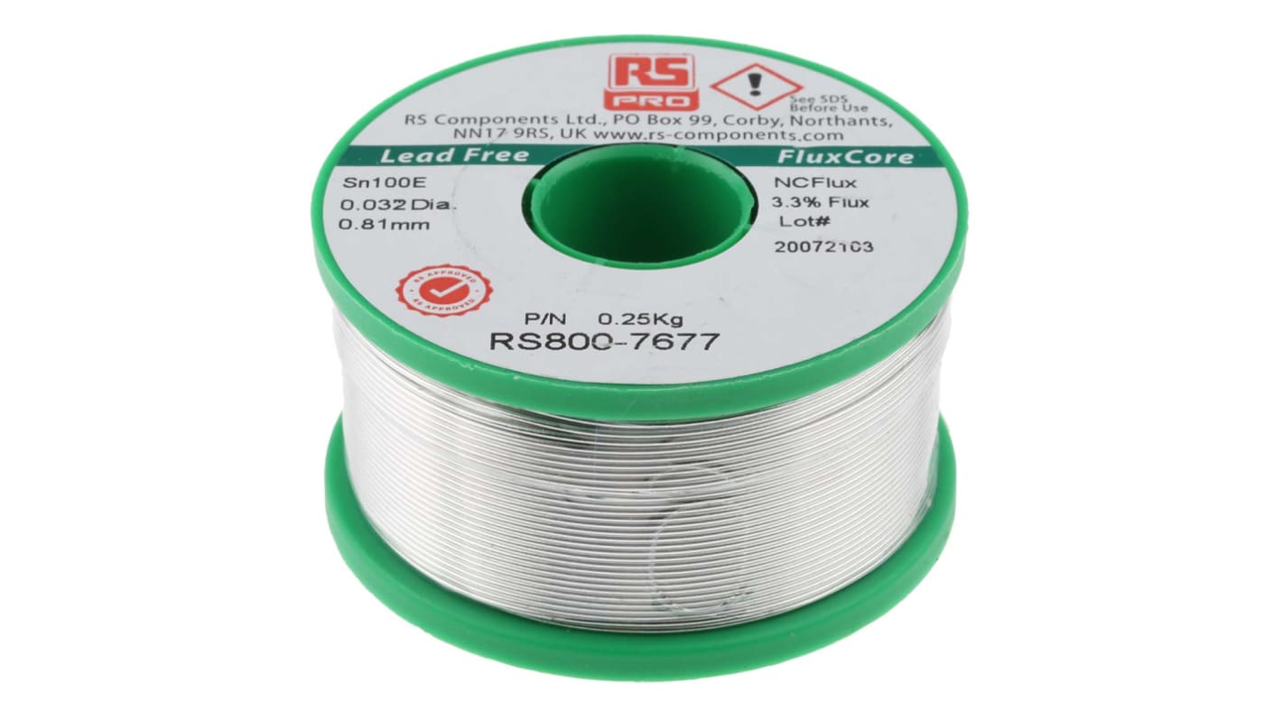 RS PRO Wire, 0.81mm Lead Free Solder, 228°C Melting Point