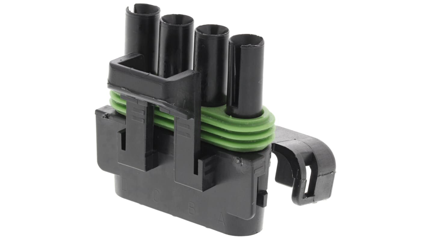 Delphi, Weather-Pack Automotive Connector Socket Black Cable Mount 4 Way, Crimp Termination 12020832