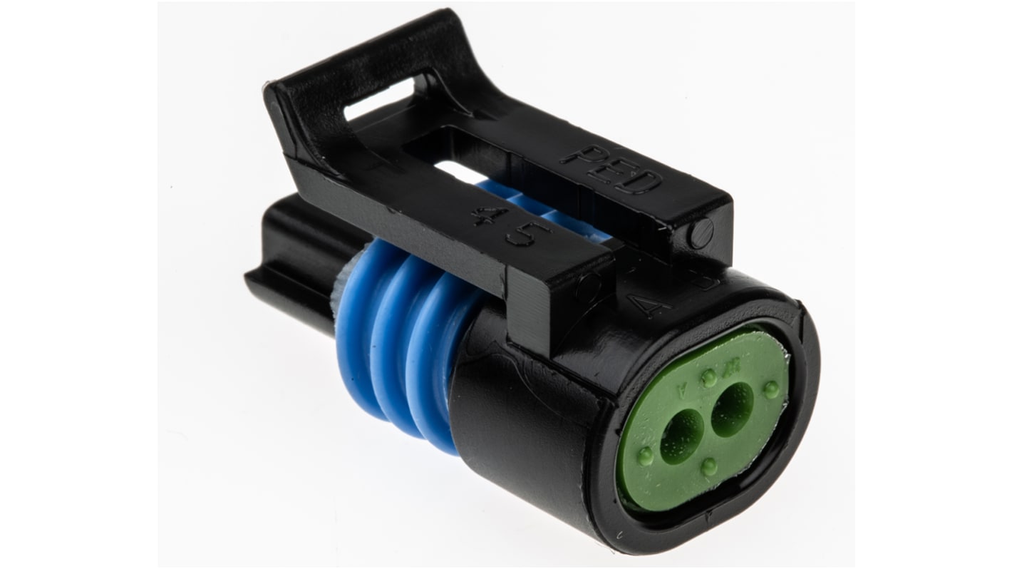 Delphi, Metri-Pack 150.2 Pull-To-Seat Automotive Connector Socket Black Cable Mount 2 Way, Crimp Termination 12162193