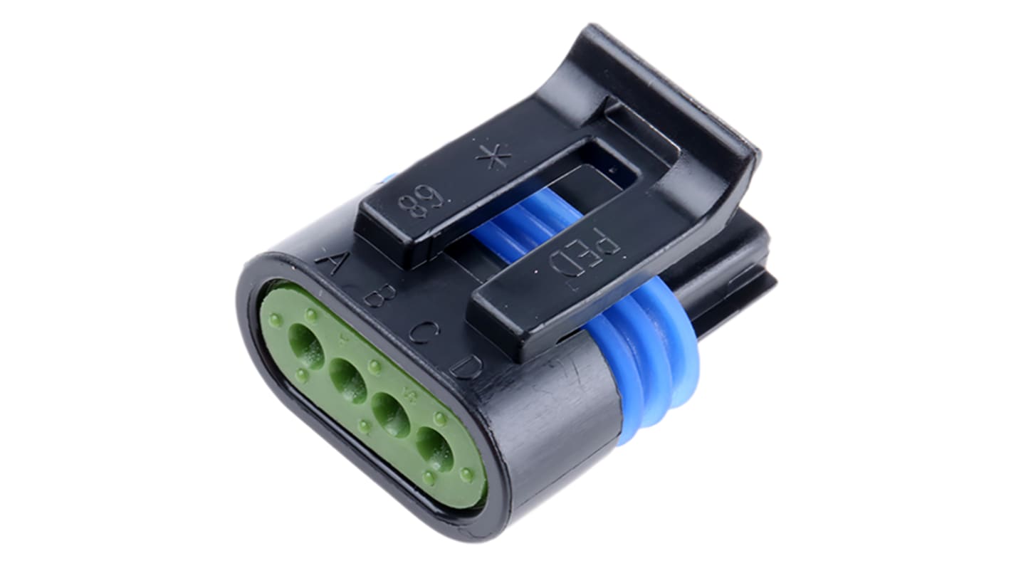Delphi, Metri-Pack 150.2 Pull-To-Seat Automotive Connector Socket Black Cable Mount 4 Way, Crimp Termination 12162188