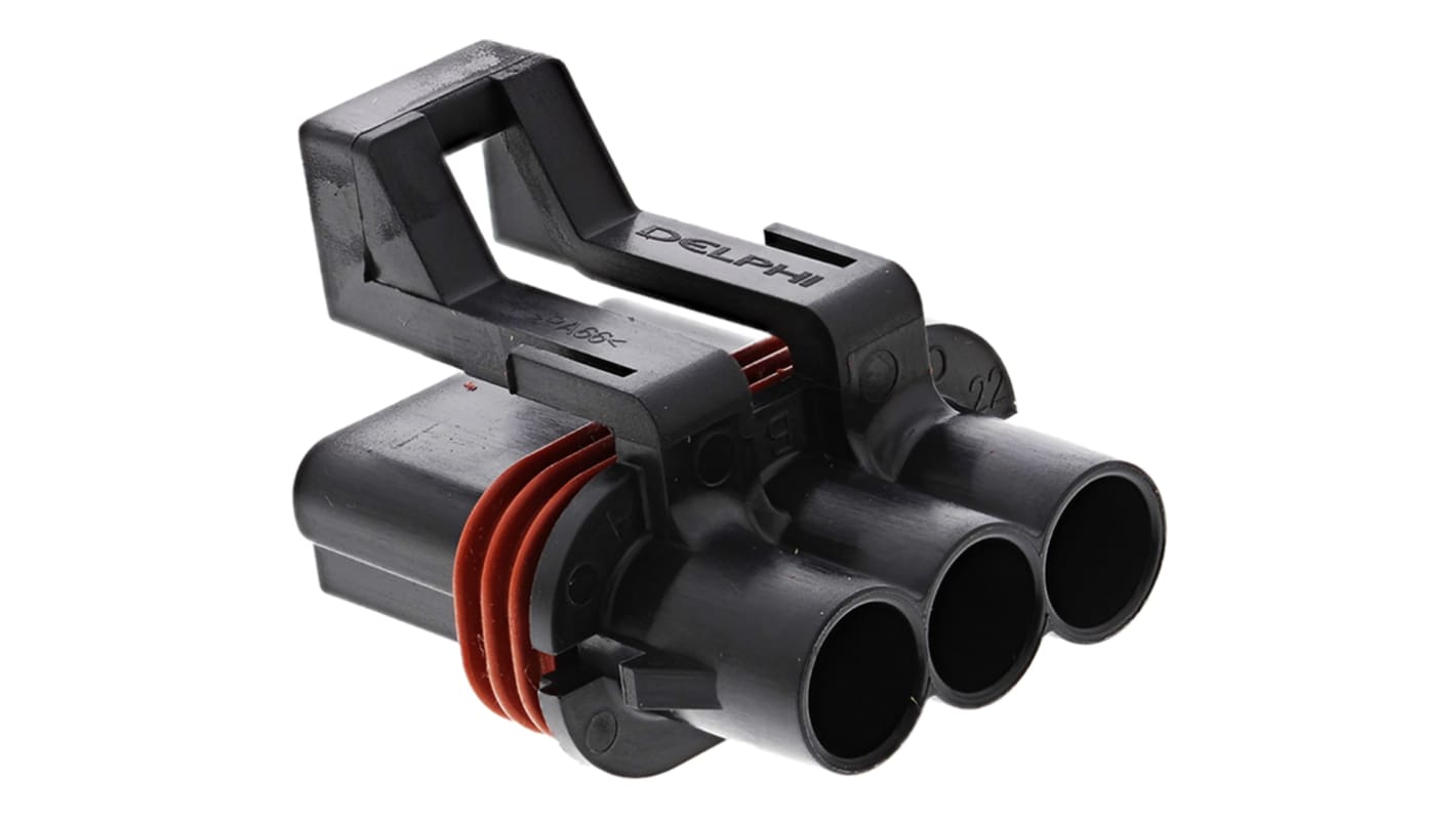 Delphi, Metri-Pack 280 Automotive Connector Socket Black Cable Mount 3 Way, Crimp Termination 12040977