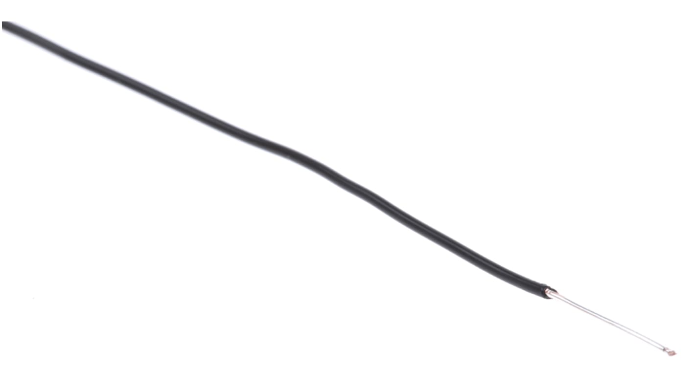 RS PRO Black 0.08 mm² Equipment Wire, 28 AWG, 1/0.32 mm, 50m, ETFE Insulation