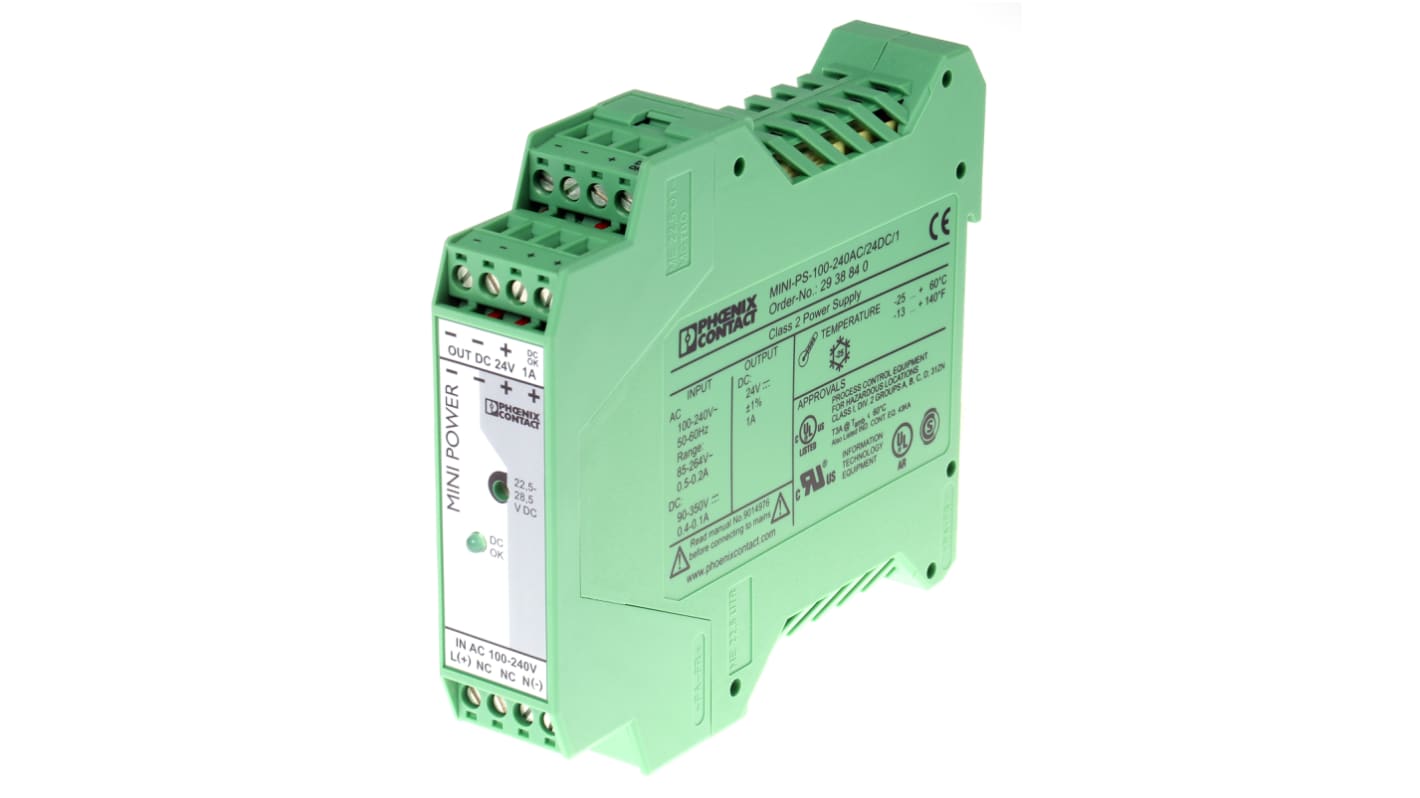 Zasilacz U wy 24V dc I wy 1A U we 85 → 264V ac Phoenix Contact 24W 2 -wyjściowy impulsowy