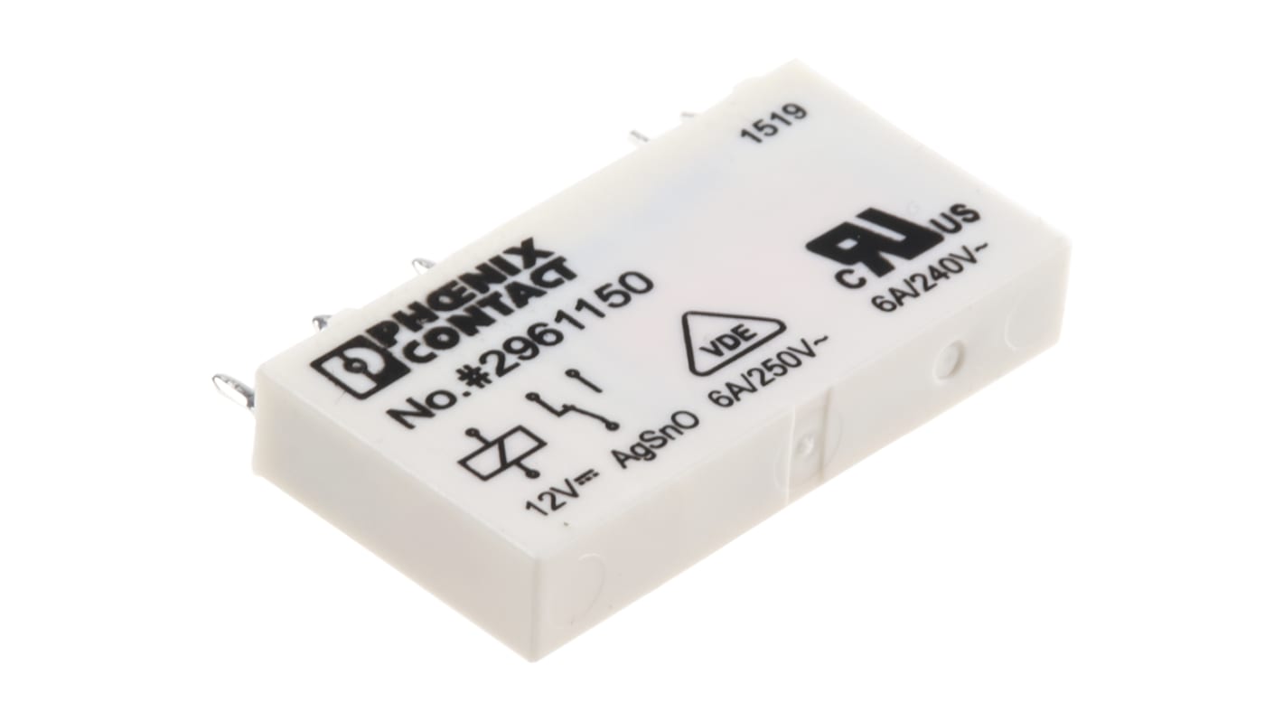 Phoenix Contact PCB Mount Power Relay, 12V dc Coil, 6A Switching Current, SPDT