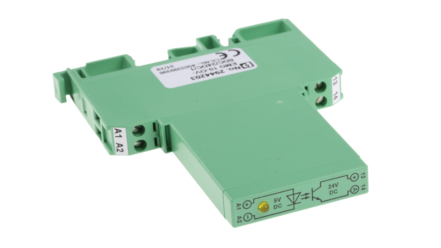 Phoenix Contact EMG 10-OV- 5DC/24DC/1 Series Solid State Interface Relay, DIN Rail Mount