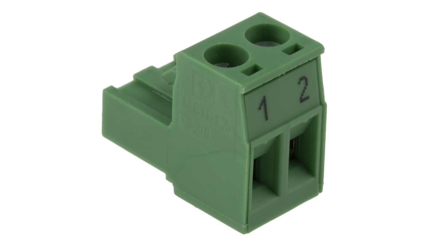 Phoenix Contact, 5.08mm Pitch, MSTB 2.5/2-5.08, 2 Way, , Pluggable Terminal Block, Plug, Plug-In, Screw Termination,