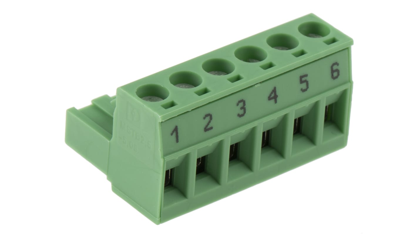 Phoenix Contact 5.08mm Pitch 6 Way Right Angle Pluggable Terminal Block, Plug, Plug-In, Screw Termination