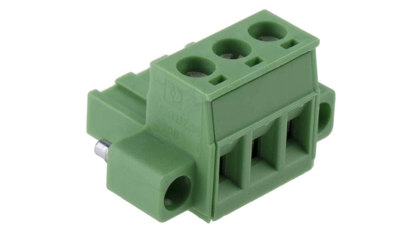 Phoenix Contact 5.08mm Pitch 3 Way Pluggable Terminal Block, Plug, Plug-In, Screw Termination