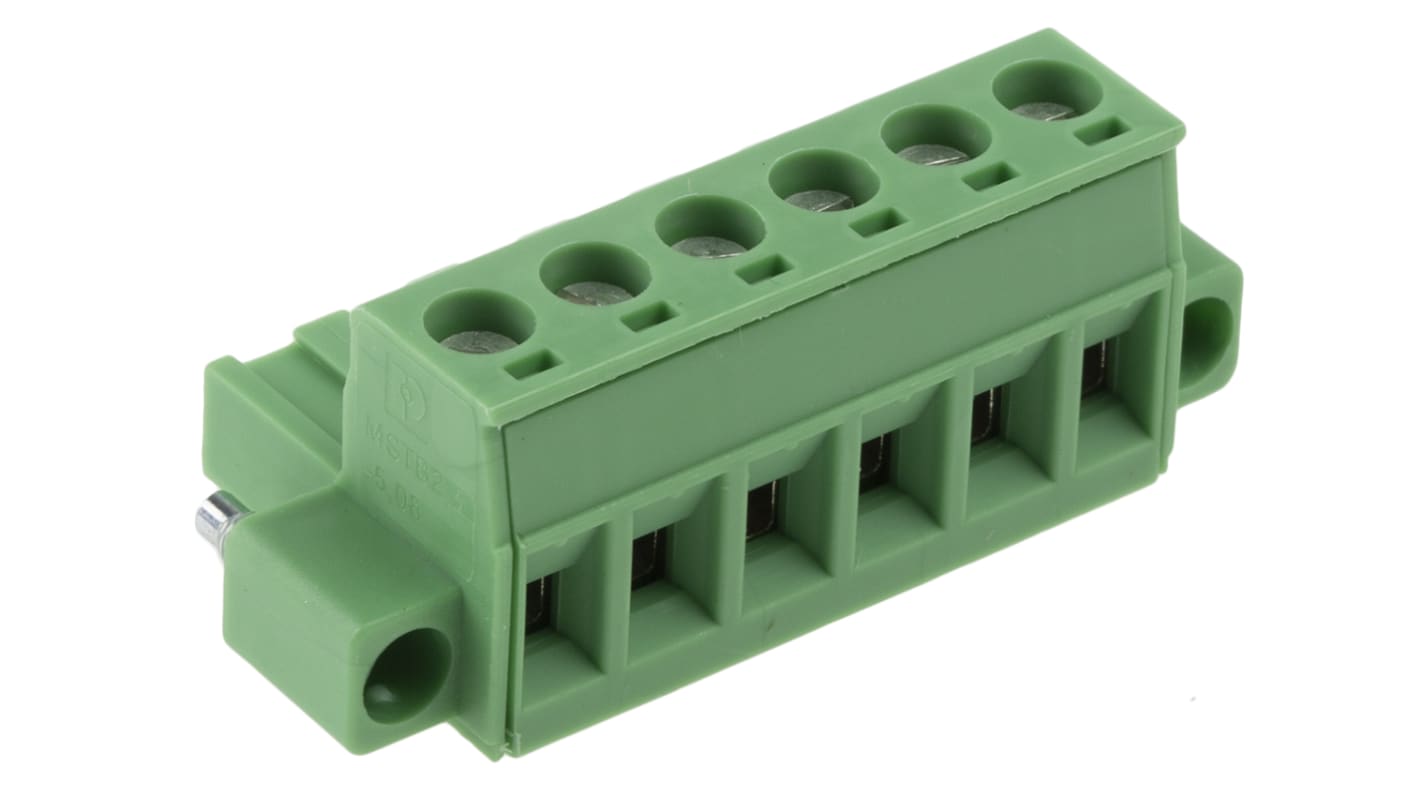 Phoenix Contact, 5.08mm Pitch, MSTB 2.5/ 6-STF-5.08, 6 Way, , Pluggable Terminal Block, Plug, Plug-In, Screw