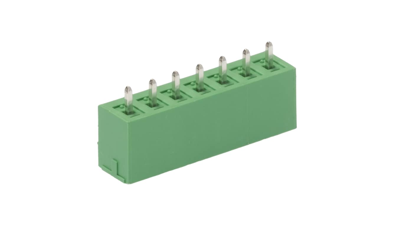 Phoenix Contact, 3.81mm Pitch, MCV 1.5/7-G-3.81, 7 Way, , Pluggable Terminal Block, Header, Wave Soldering, Solder