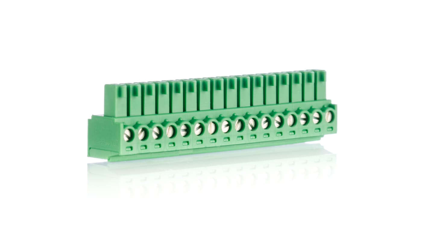 Phoenix Contact 3.81mm Pitch 16 Way Pluggable Terminal Block, Plug, Cable Mount, Screw Termination